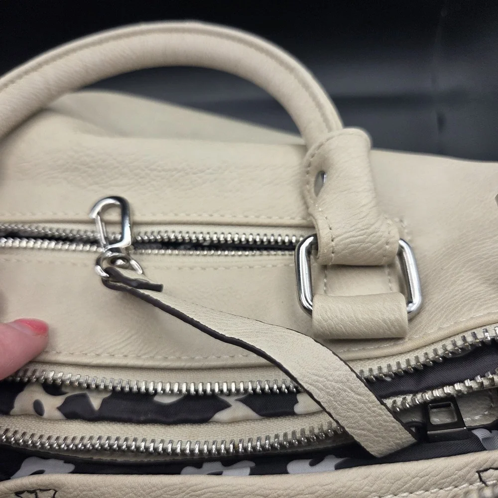 Jenna Kator Collection Vegan Leather Cream Crossbody Satchel